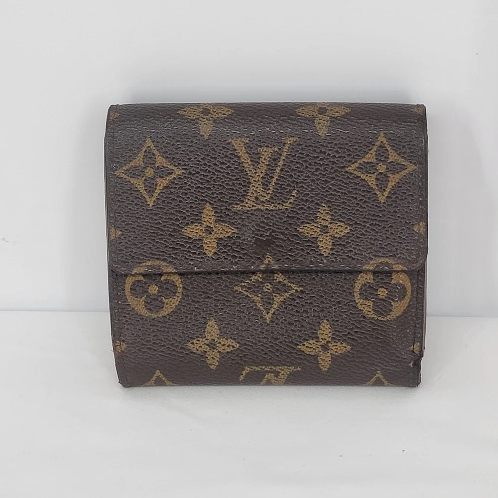 Authentic Louis Vuitton Monogram Portefeuille Elise Trifold Wallet Brown Wallet